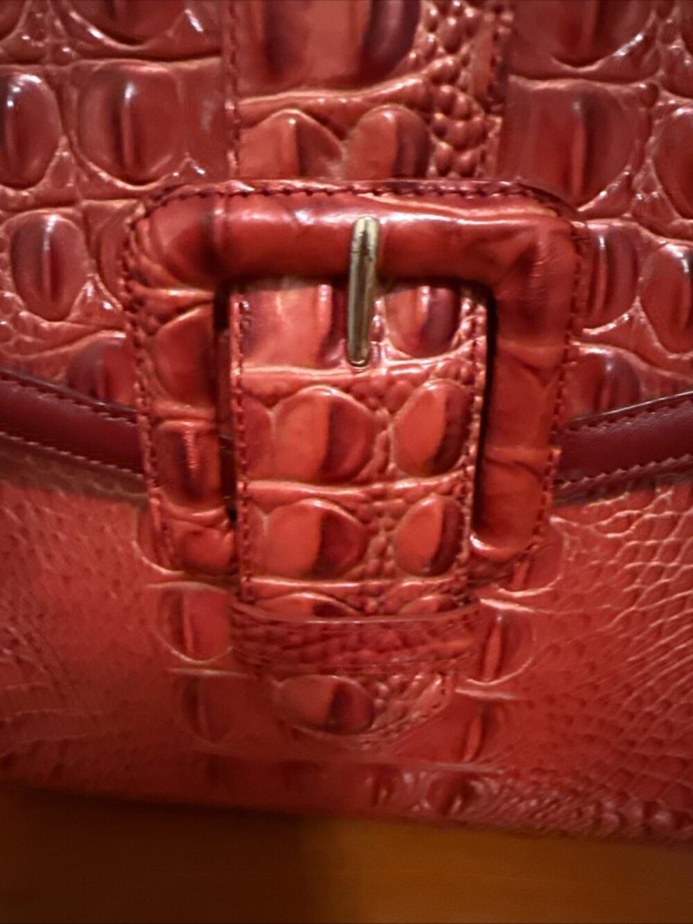 BRAHMIN Ingrid Fiery Lava Pampas Leather Crocodile Embossed - Picture 3 of 12